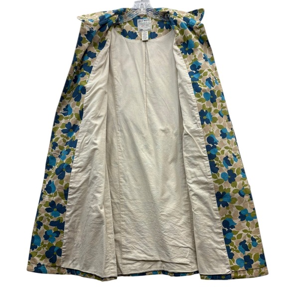 Old Navy Floral Trench Coat - Blue and Green - Picture 3 of 10